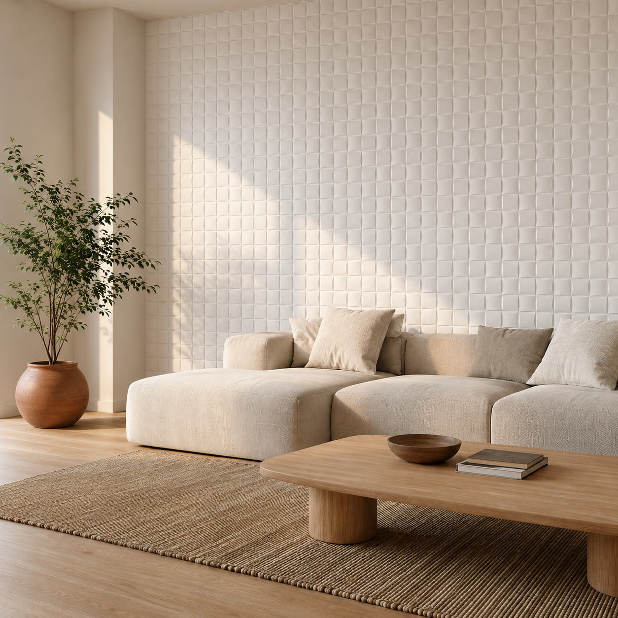 Panneau mural blanc mat 3D avec motif bombé design