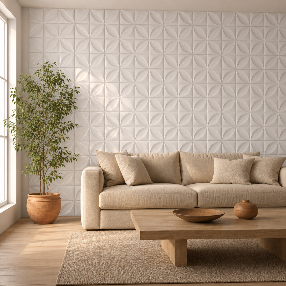 Panneau mural 3D imperméable au motif pétale géométrique