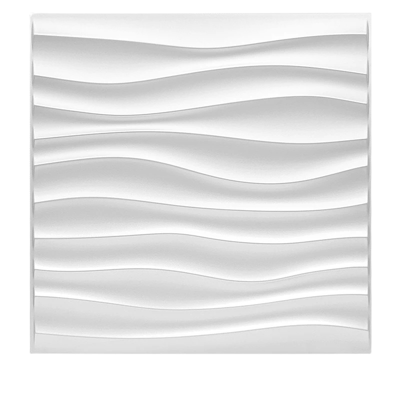 Panneau mural 3D blanc mat en PVC à motif ondulé