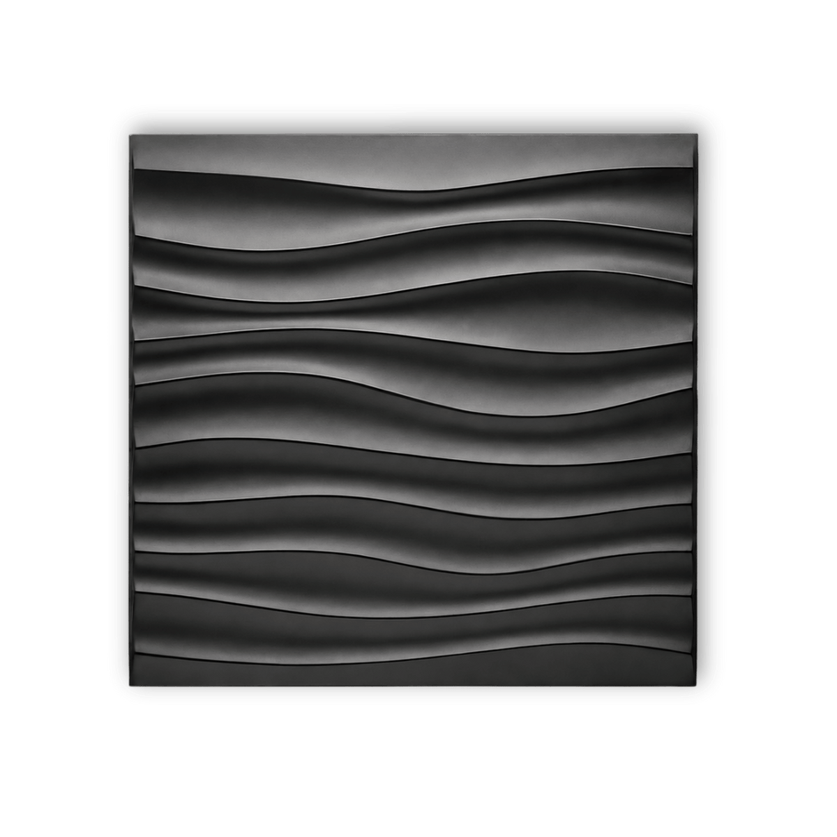 Panneau mural 3D noir mat à motif ondulé en relief
