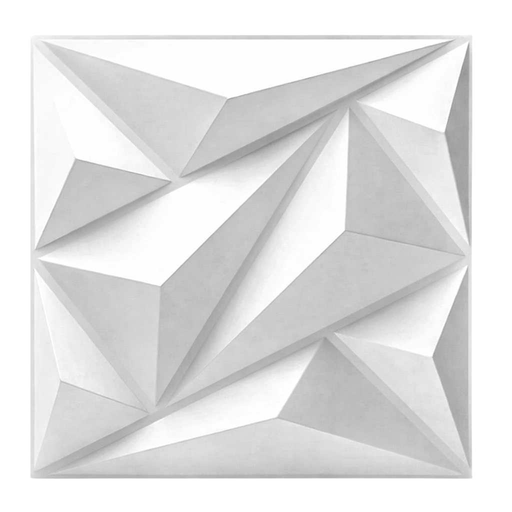 Panneau mural 3D blanc mat avec motif géométrique facetté
