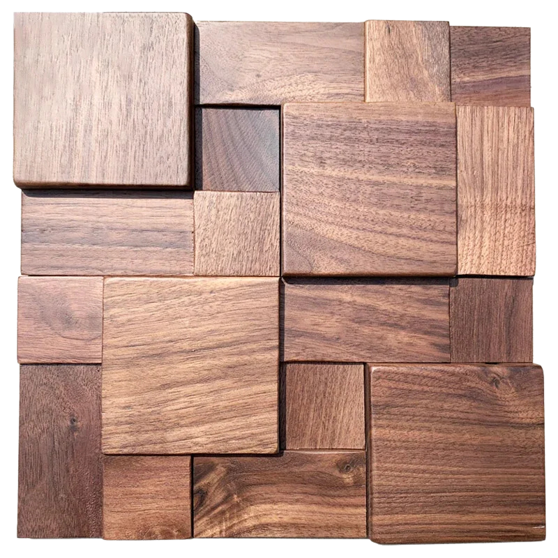 Panneau Mural en bois massif de noyer noir ou clair