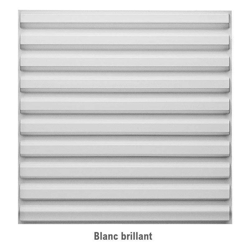 Panneau mural 3D blanc vif à lames horizontales