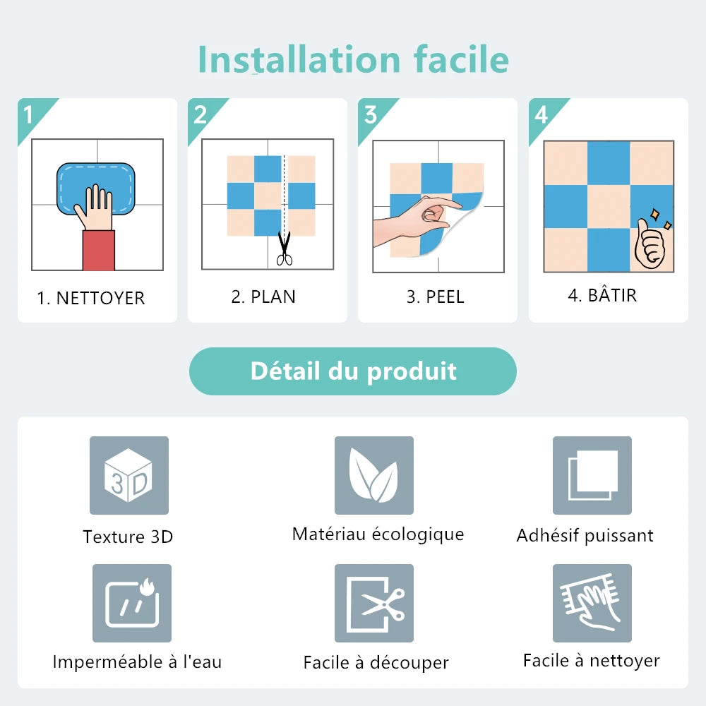 Panneaux muraux adhésifs 3D – Faciles à poser