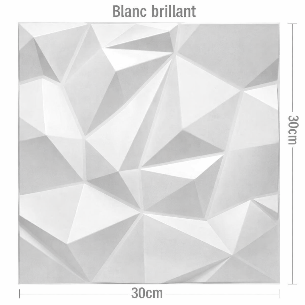 Panneau mural 3D blanc élégant à motif facetté