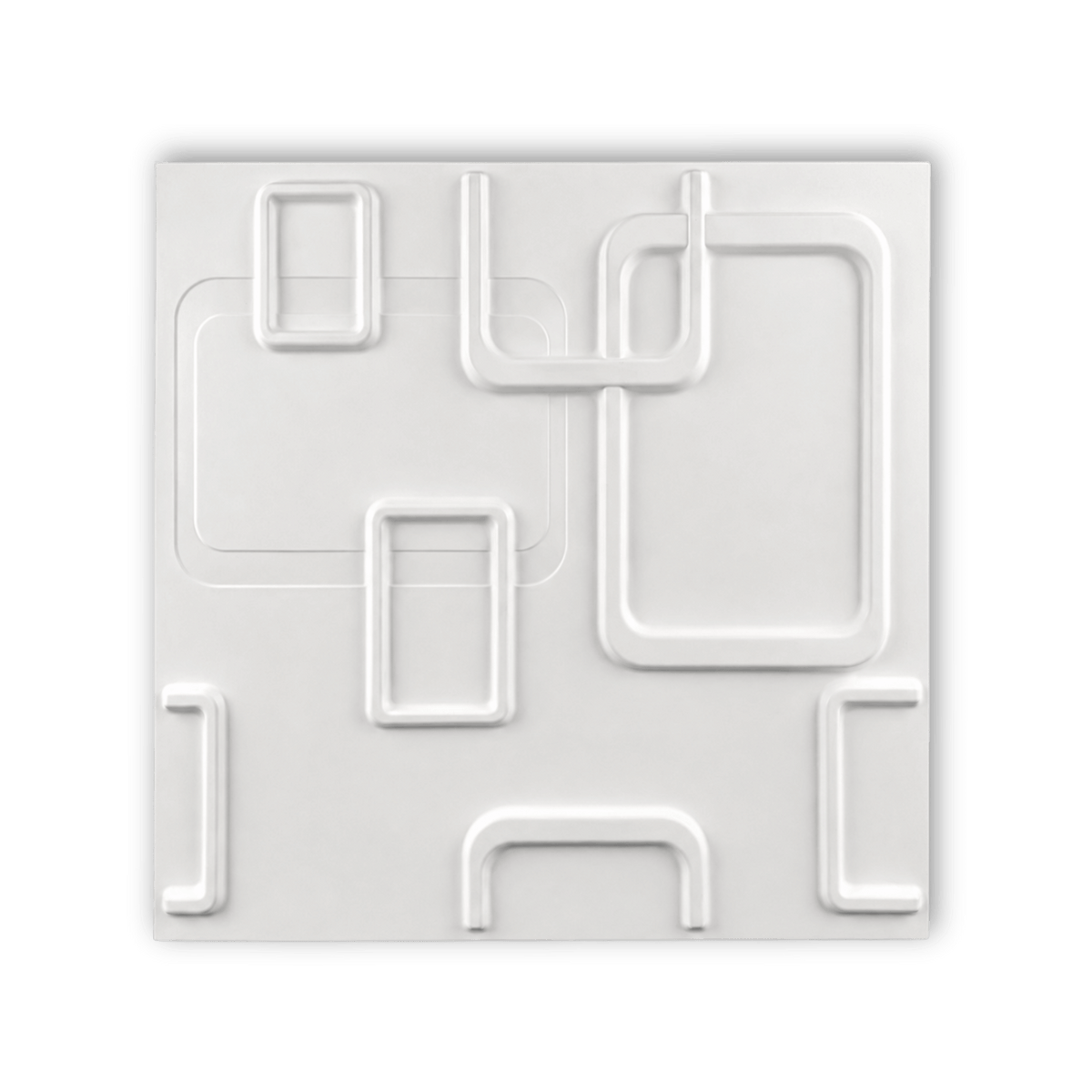 Panneau mural décoratif 3D blanc à motif rectangles arrondis