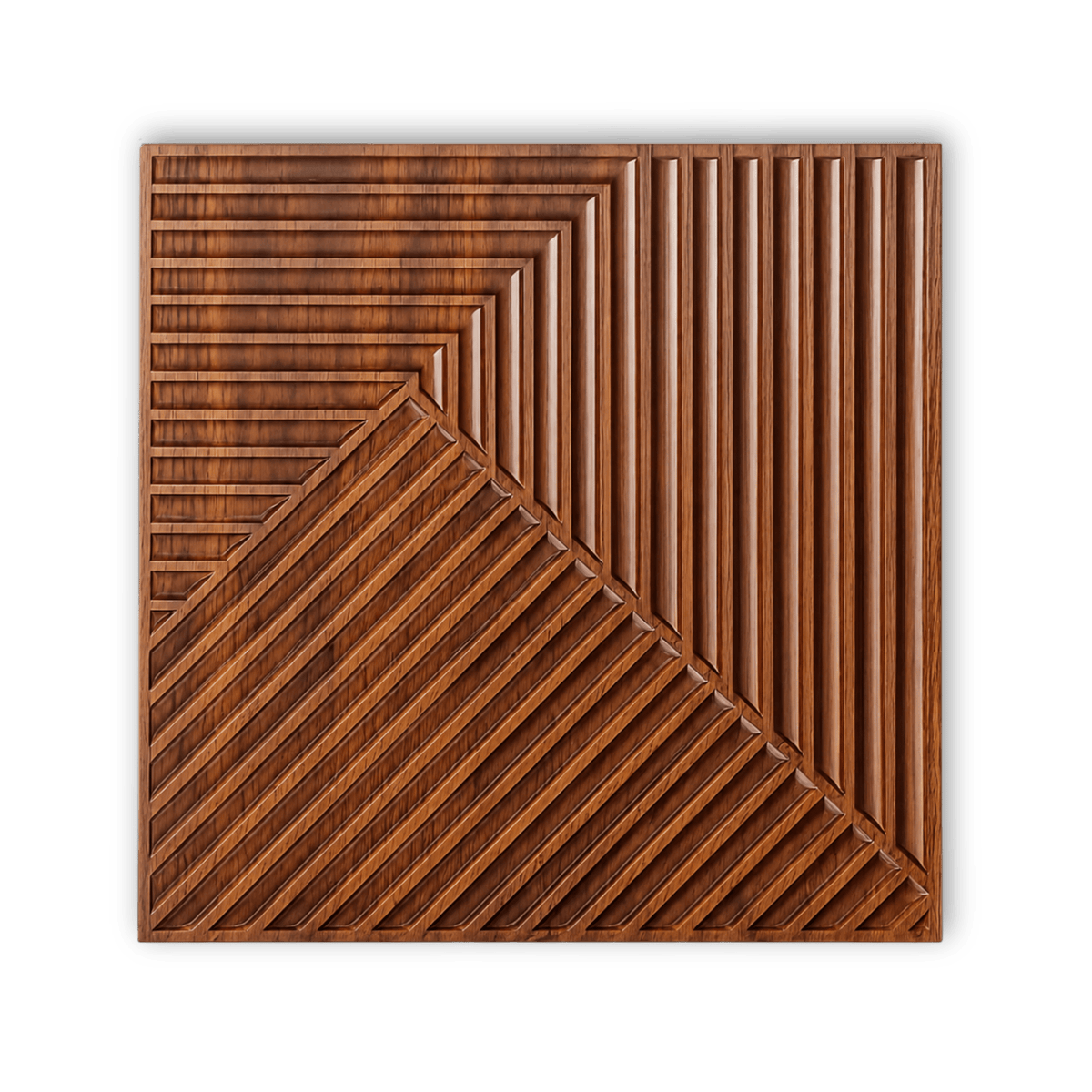 Panneau mural 3D en PVC avec rainures géométrique bois foncé