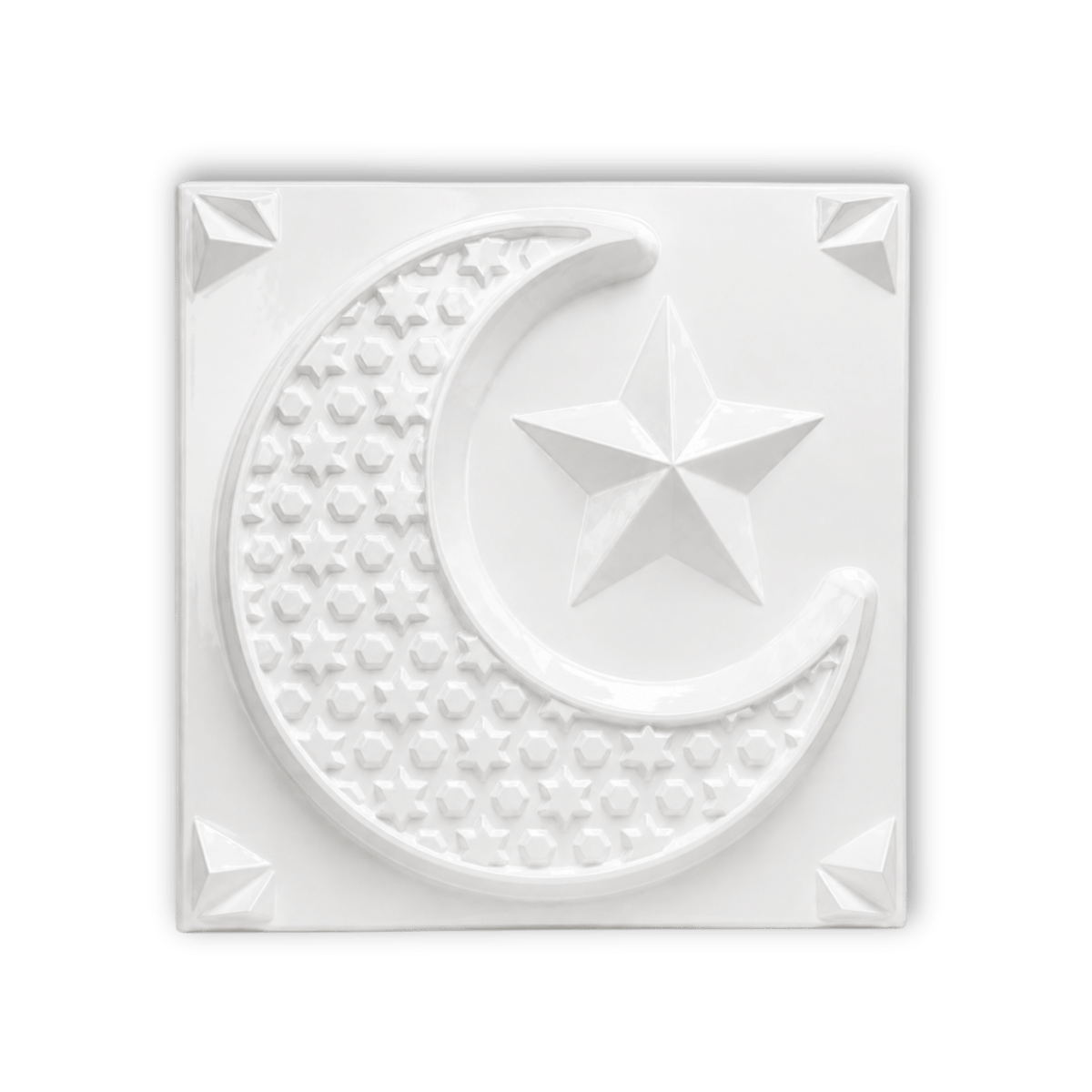 Plaque murale en PVC avec motif lune et étoile en relief 3D