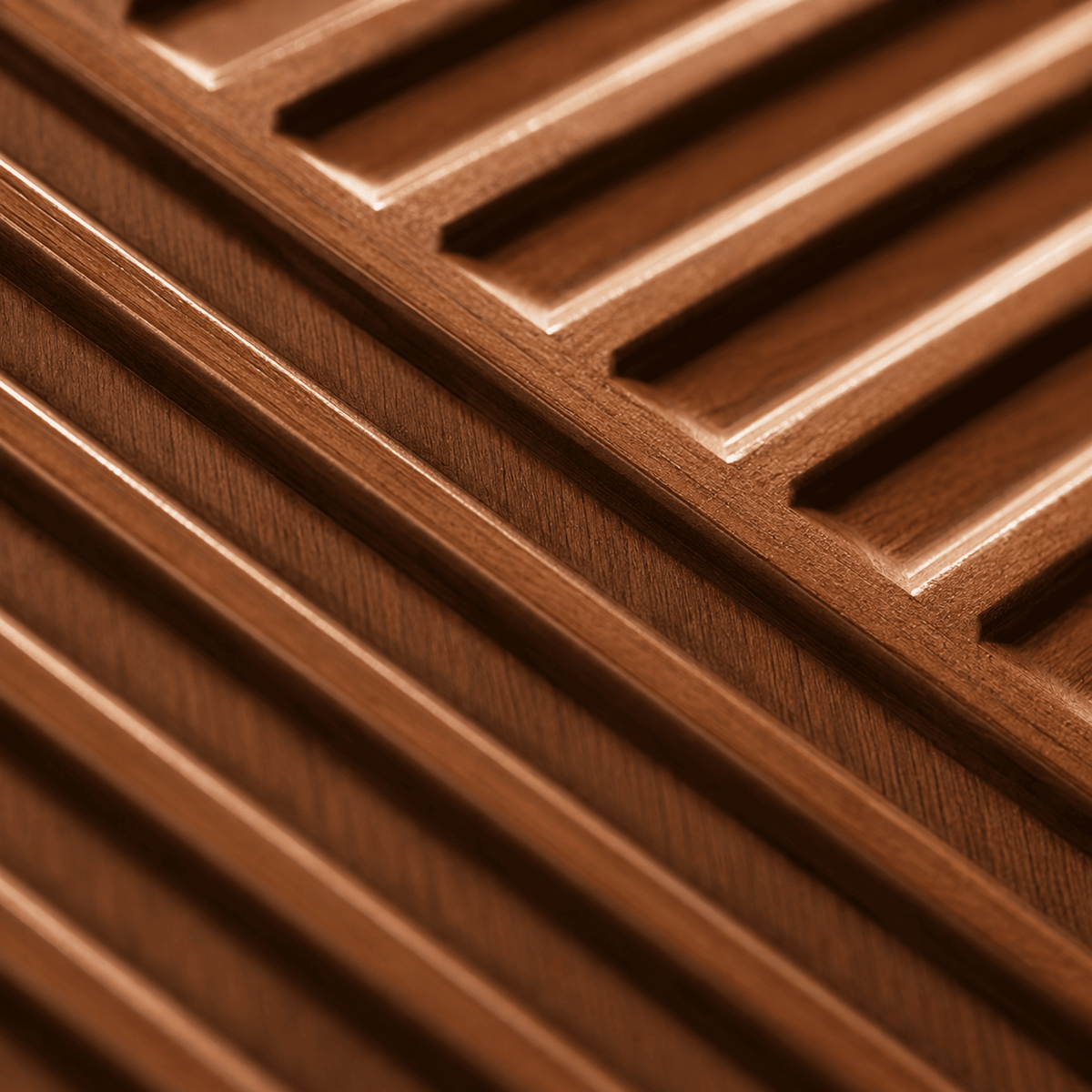 Panneau mural en PVC 3D effet bois et lignes obliques