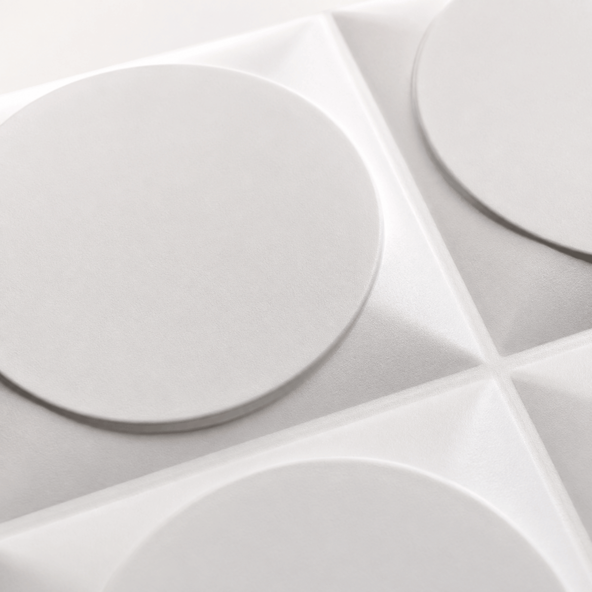 Panneau mural 3D PVC blanc mat avec motif cercle en relief