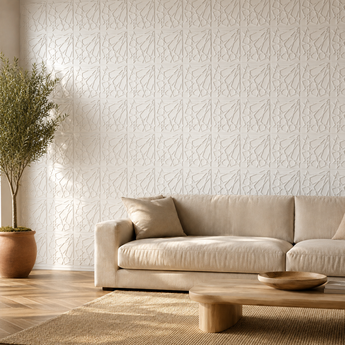 Panneau mural en PVC 3D avec motif étoiles en relief
