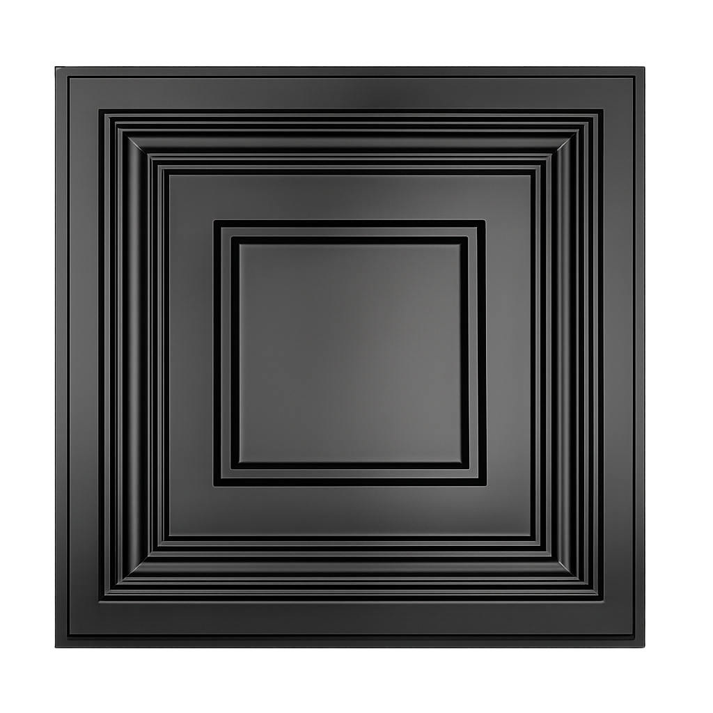 Décoration murale 3D noire au motif carré en relief