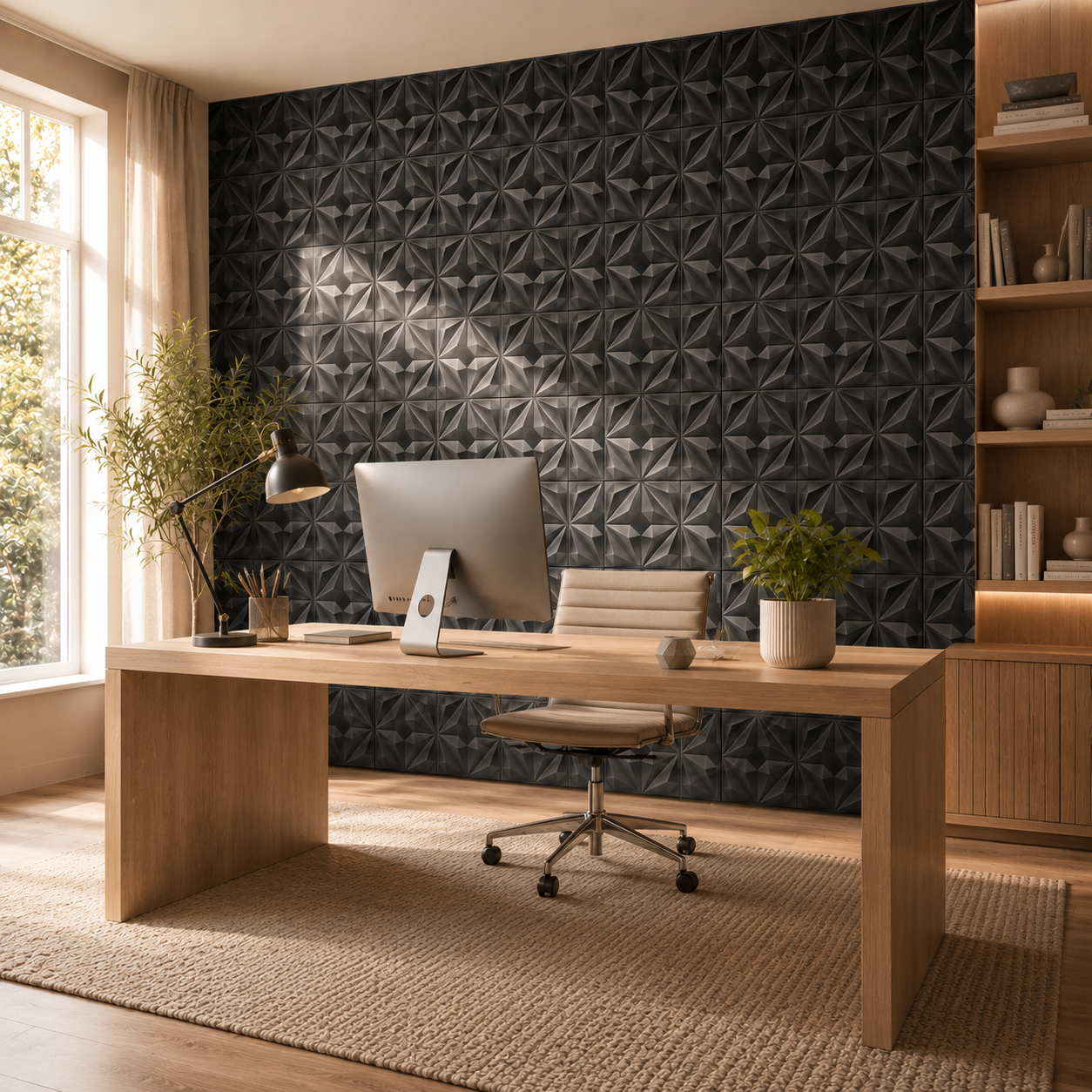 Panneau mural 3D noir mat design prestige