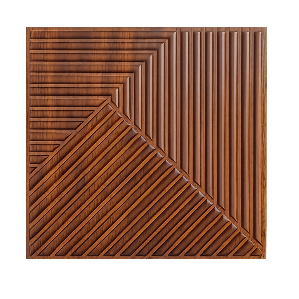 Panneau mural 3D en PVC avec rainures géométrique bois foncé