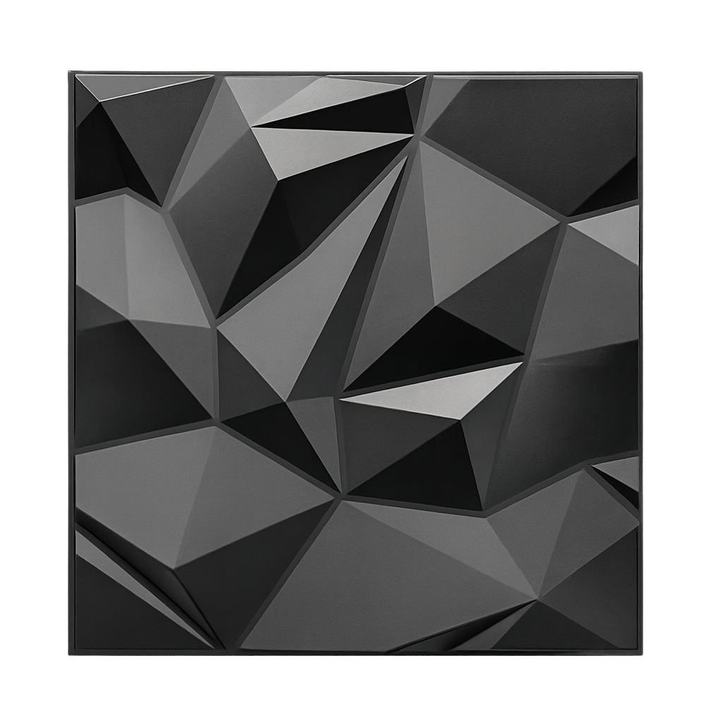 Panneau mural 3D noir mat au design géométrique