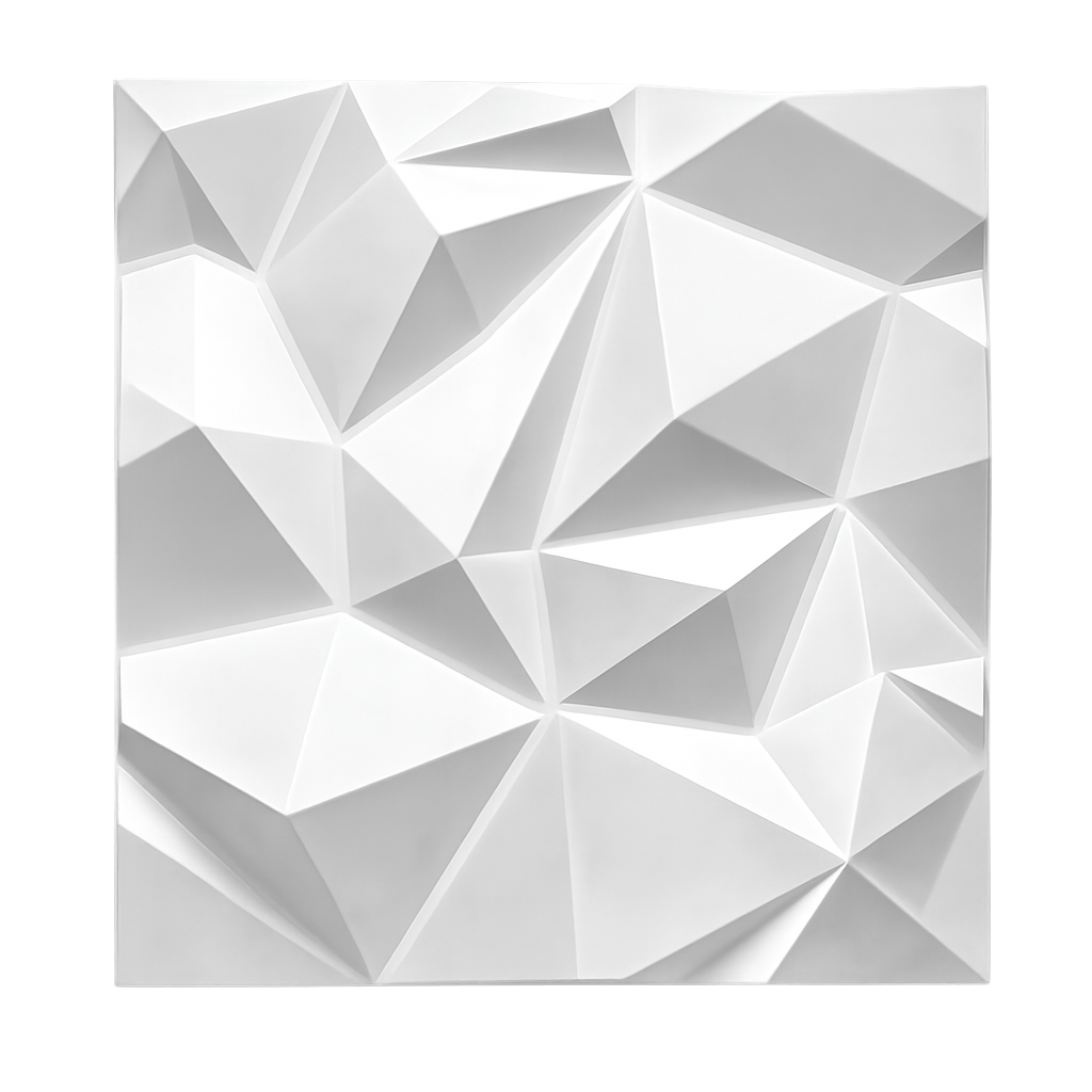 Panneau mural 3D blanc élégant à motif facetté