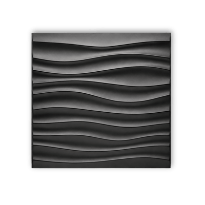 Panneau mural 3D noir mat à motif ondulé en relief