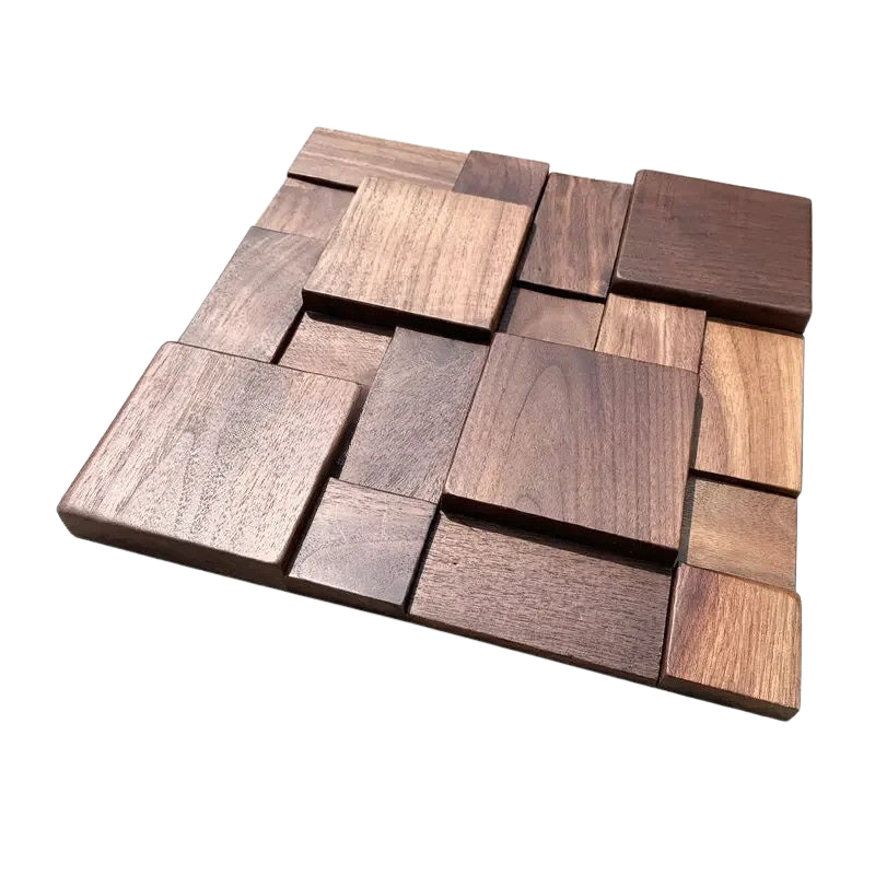 Panneau Mural en bois massif de noyer noir ou clair