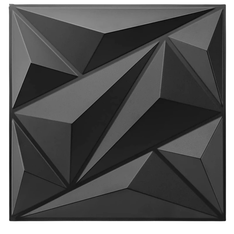 Panneau mural 3D noir mat effet géométrique