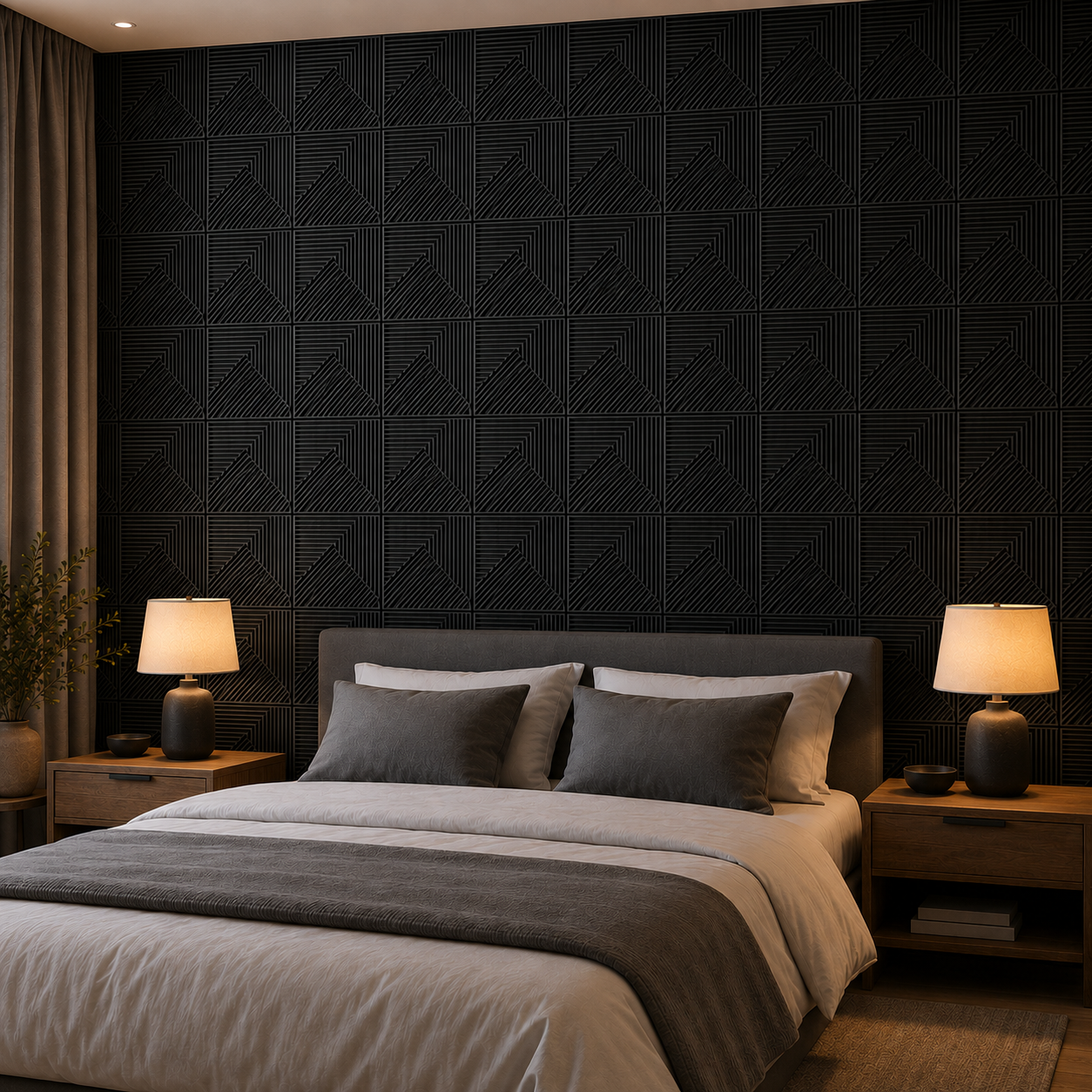 Panneau mural 3D noir à relief linéaire design