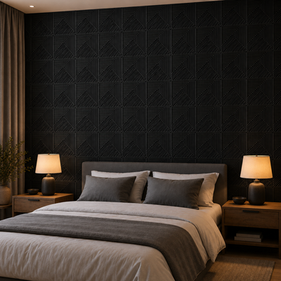 Panneau mural 3D noir à relief linéaire design
