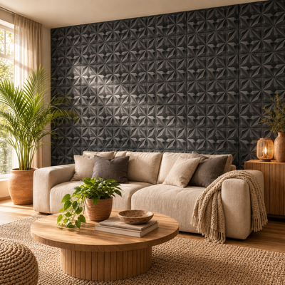 Panneau mural 3D noir mat design prestige