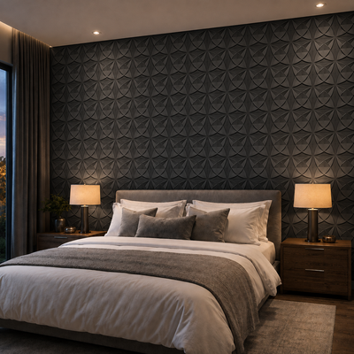 Panneau mural 3D noir mat à motif géométrique en croix design