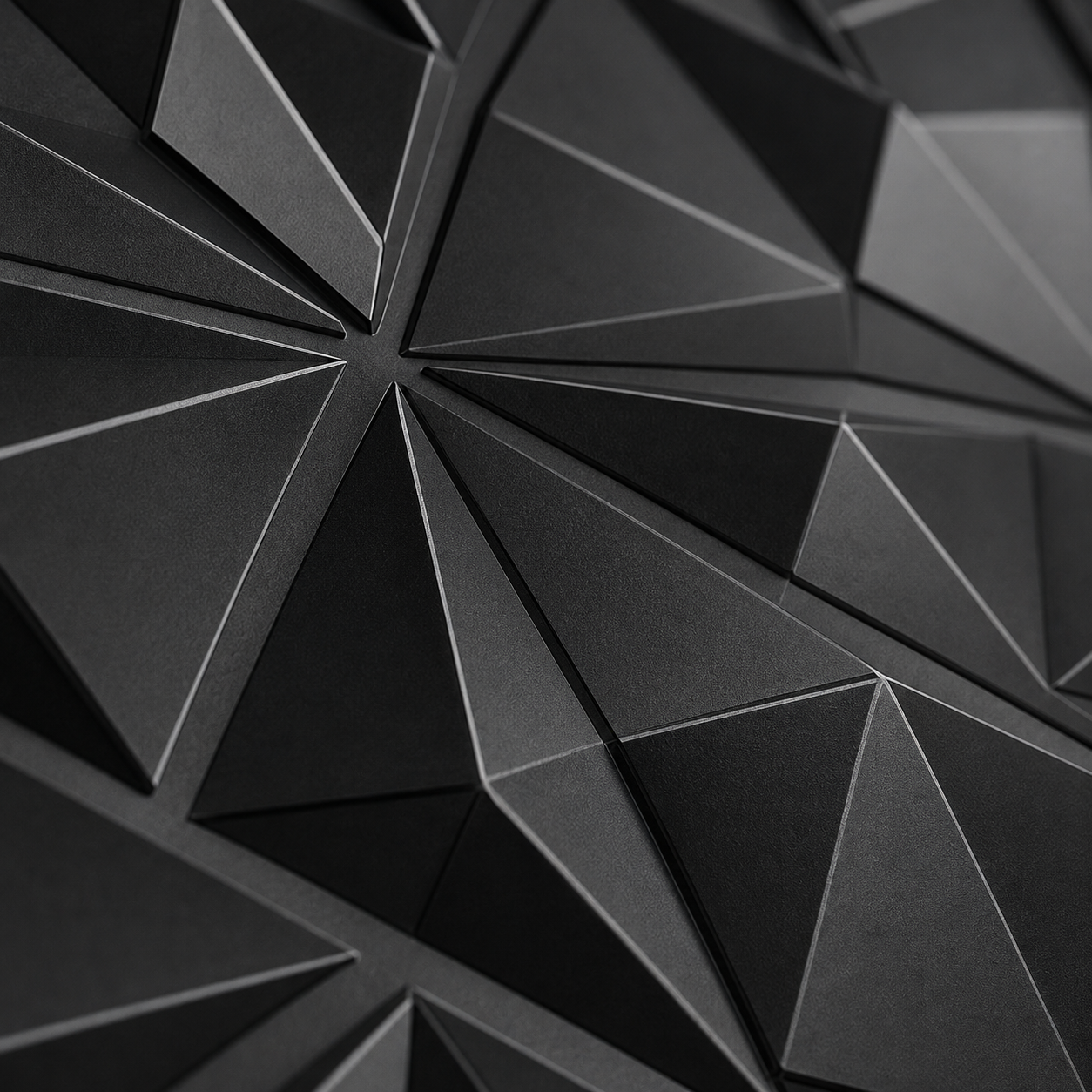 Panneau mural 3D noir mat au motif angulaire en relief
