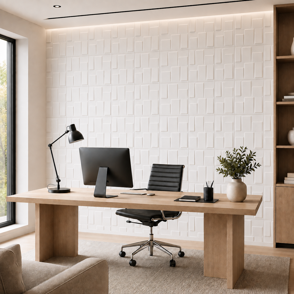 Panneau mural 3D en PVC design au motif géométrique embossé