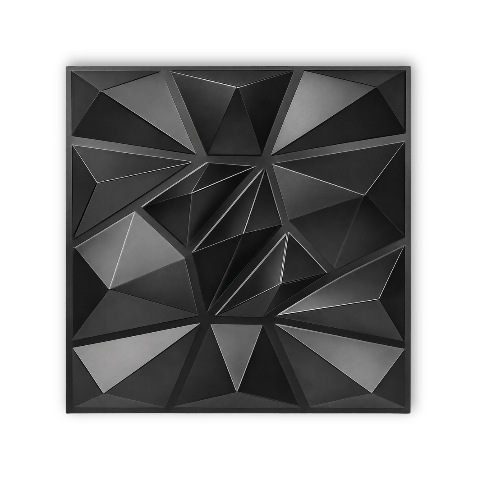 Panneau mural 3D noir mat au motif angulaire en relief