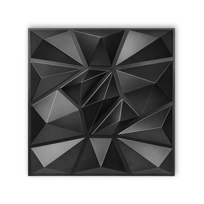 Panneau mural 3D noir mat au motif angulaire en relief