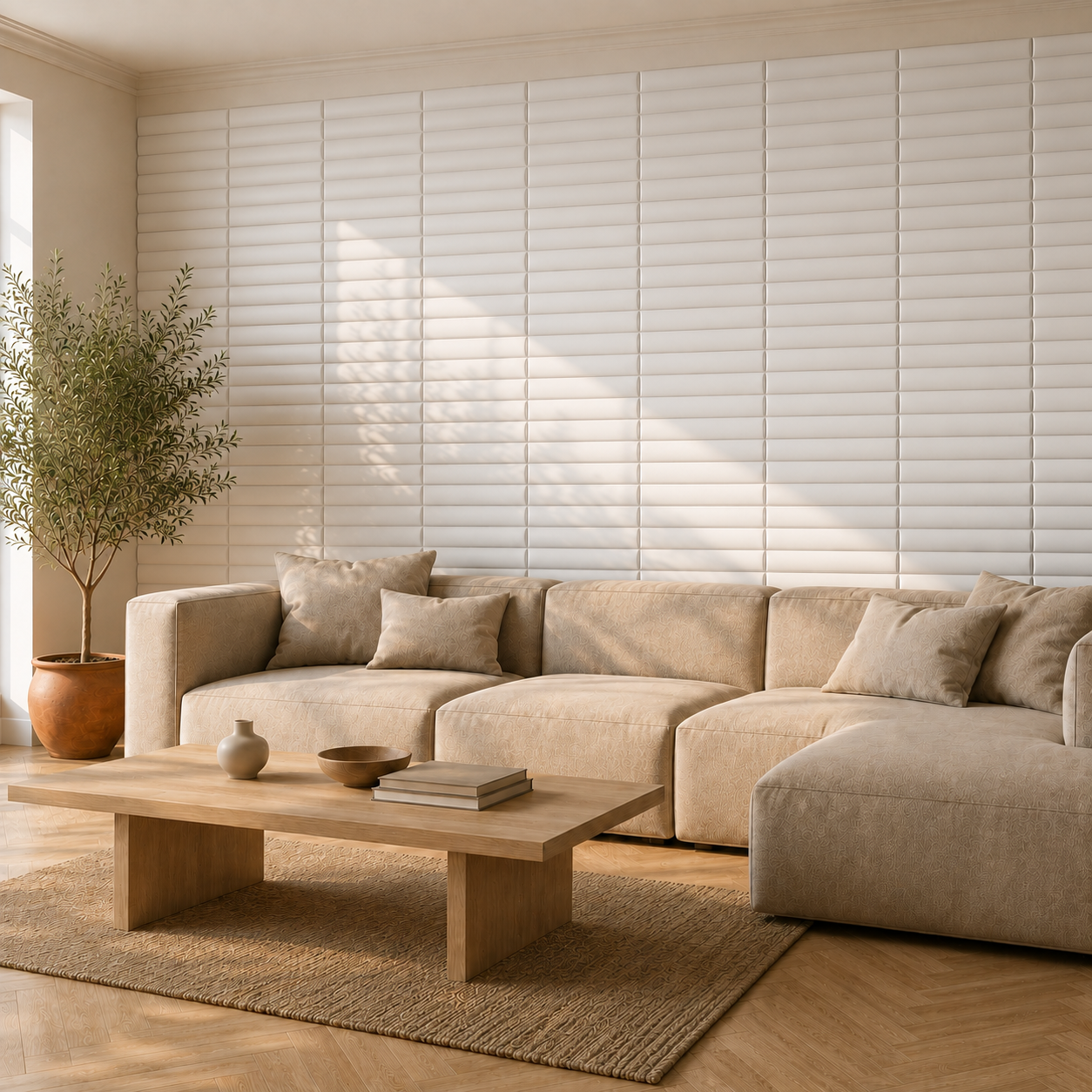 Panneau mural 3D en PVC avec relief ondulé blanc mat