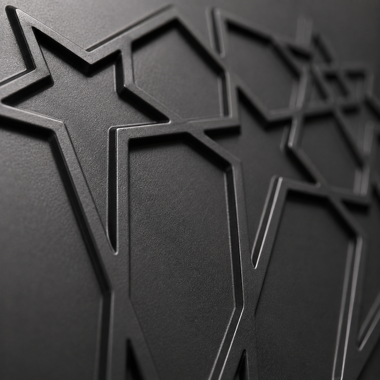 Panneau mural 3D noir mat avec motif étoiles filantes