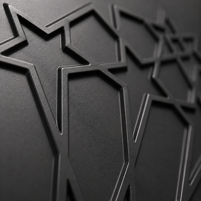 Panneau mural 3D noir mat avec motif étoiles filantes