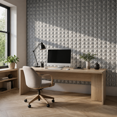 Plaque murale isolante 3D en PVC au motif pyramidal