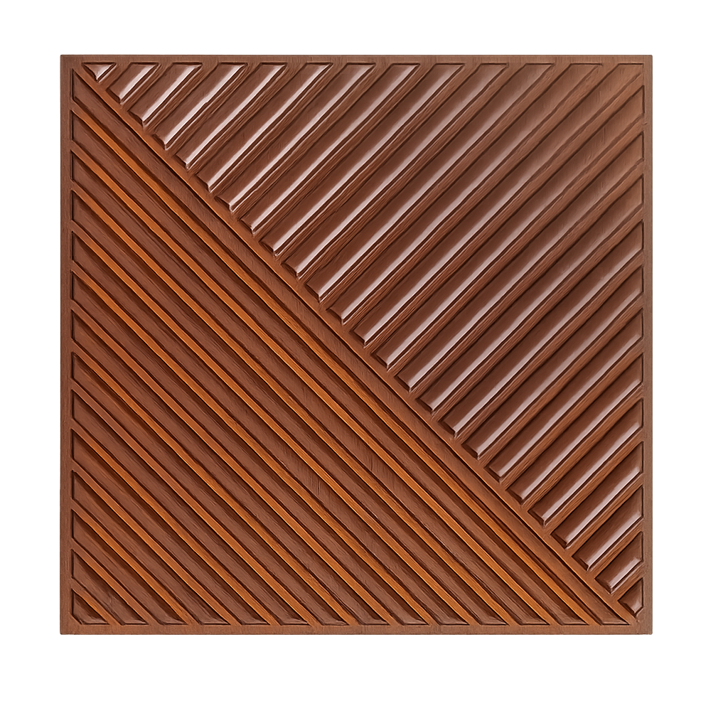 Panneau mural en PVC 3D effet bois et lignes obliques