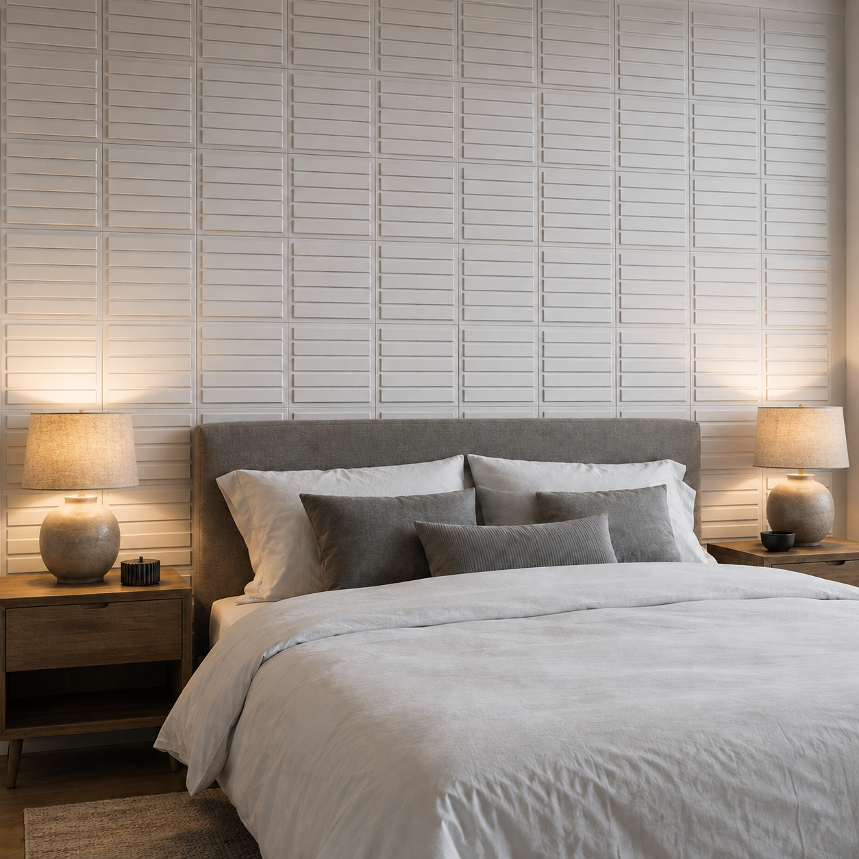 Panneau mural 3D blanc mat à relief linéaire horizontal