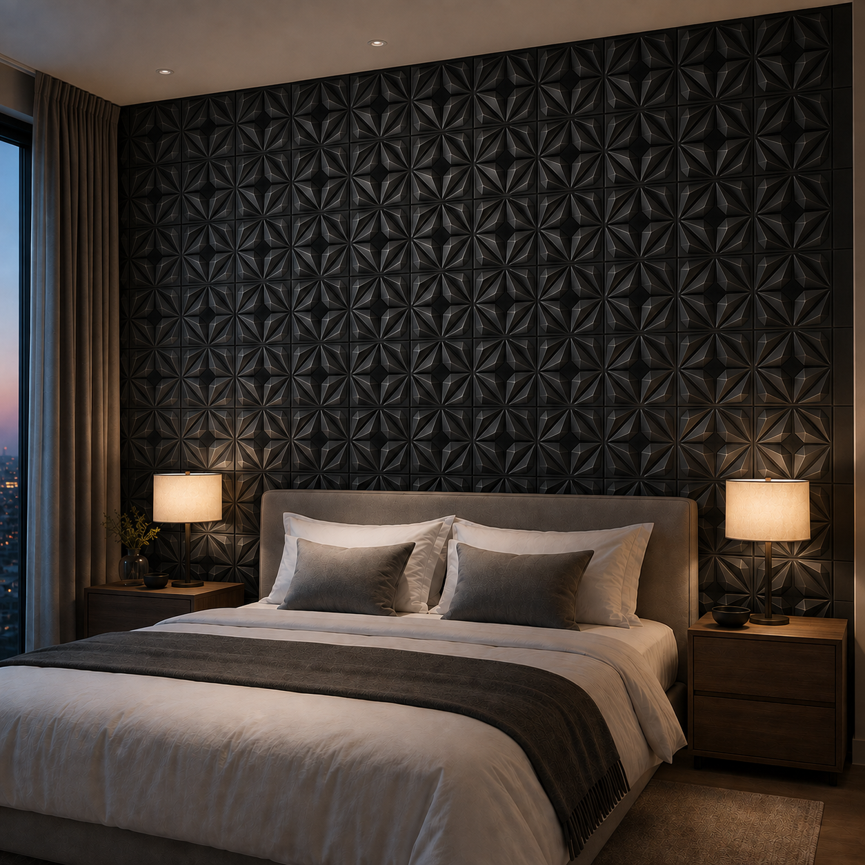 Panneau mural 3D noir mat design prestige