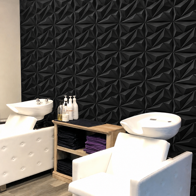 Panneau mural 3D noir mat effet géométrique