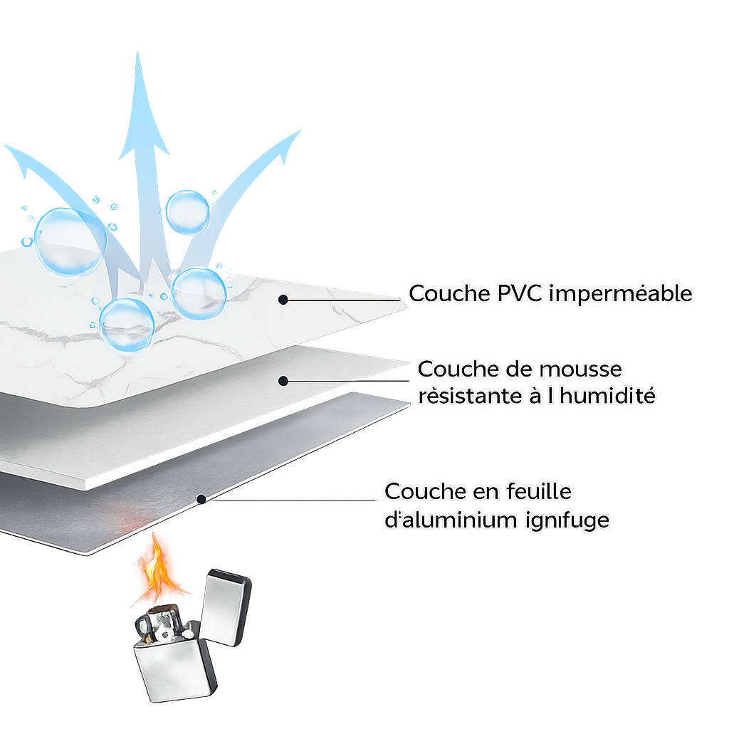 Panneau mural marbre gris luxueux épais en PVC