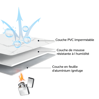 Panneau mural marbre gris luxueux épais en PVC