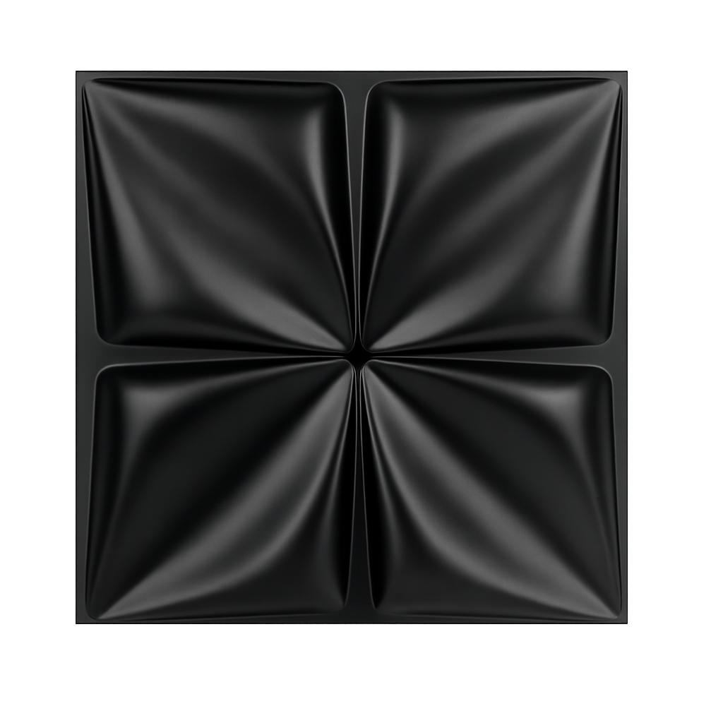 Panneau mural 3D noir mat avec motif en relief sculptural