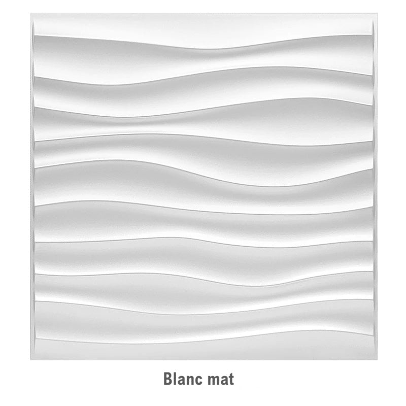 Panneau mural 3D blanc mat en PVC à motif ondulé