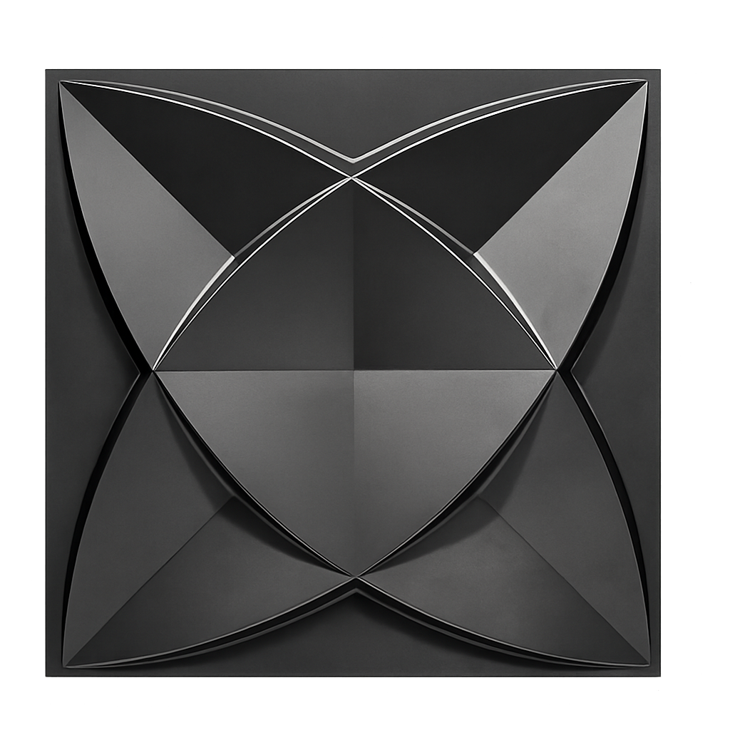 Panneau mural 3D noir mat à motif géométrique en croix design