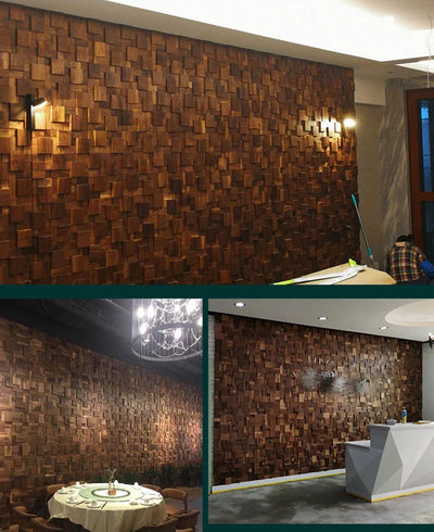 Panneau Mural en bois massif de noyer noir ou clair