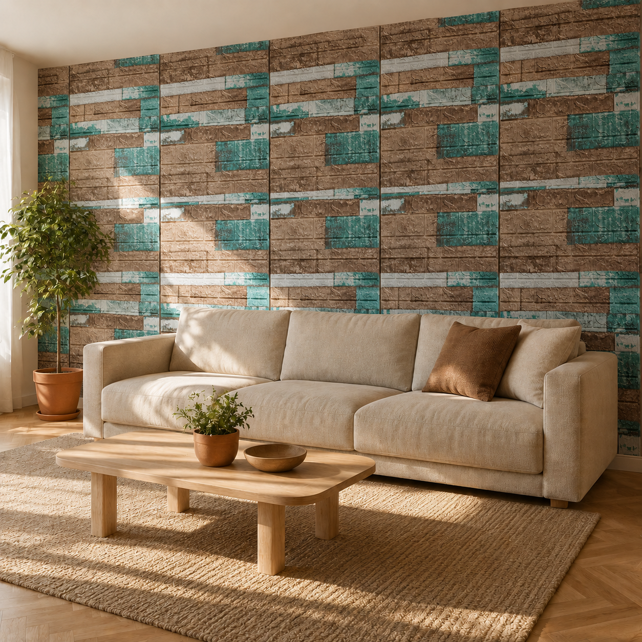 Panneau mural 3D effet brique adhésif