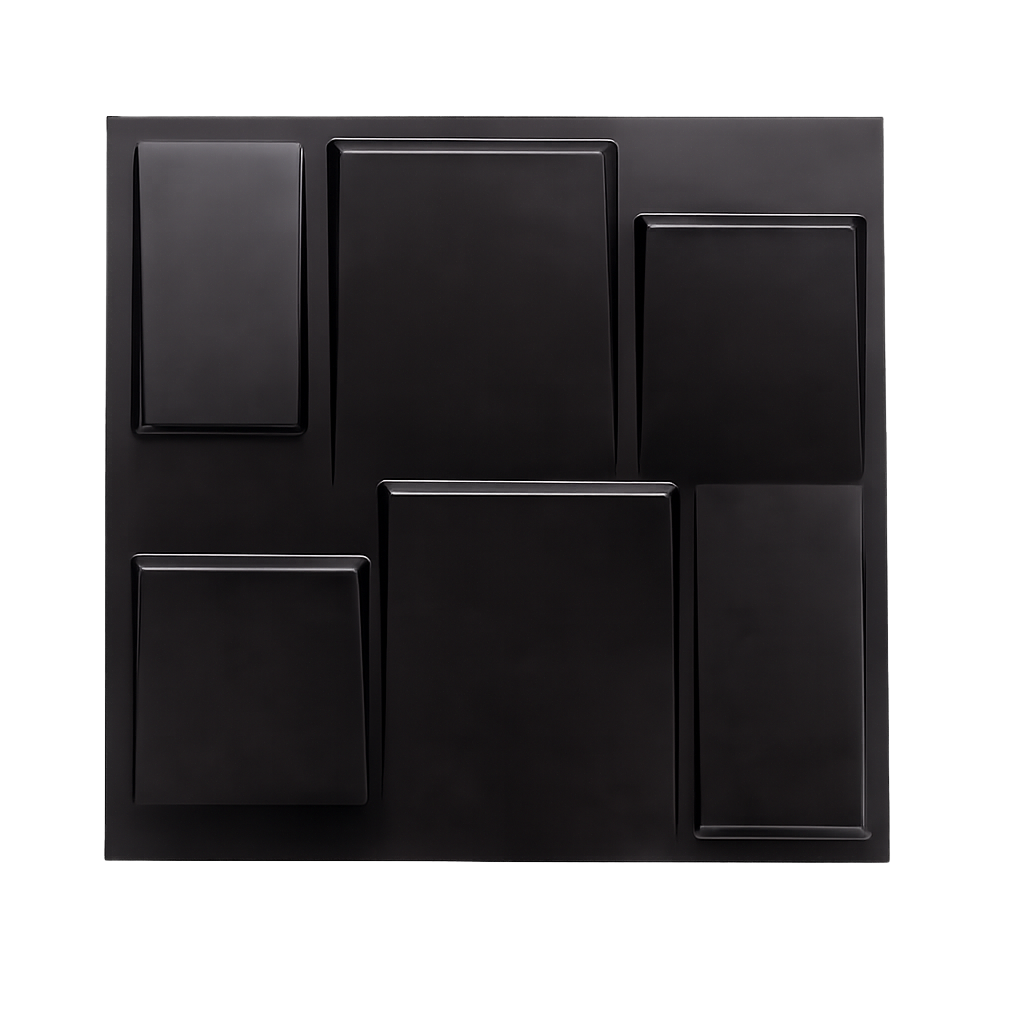 Panneau mural géométrique 3D noir avec relief rectangulaire