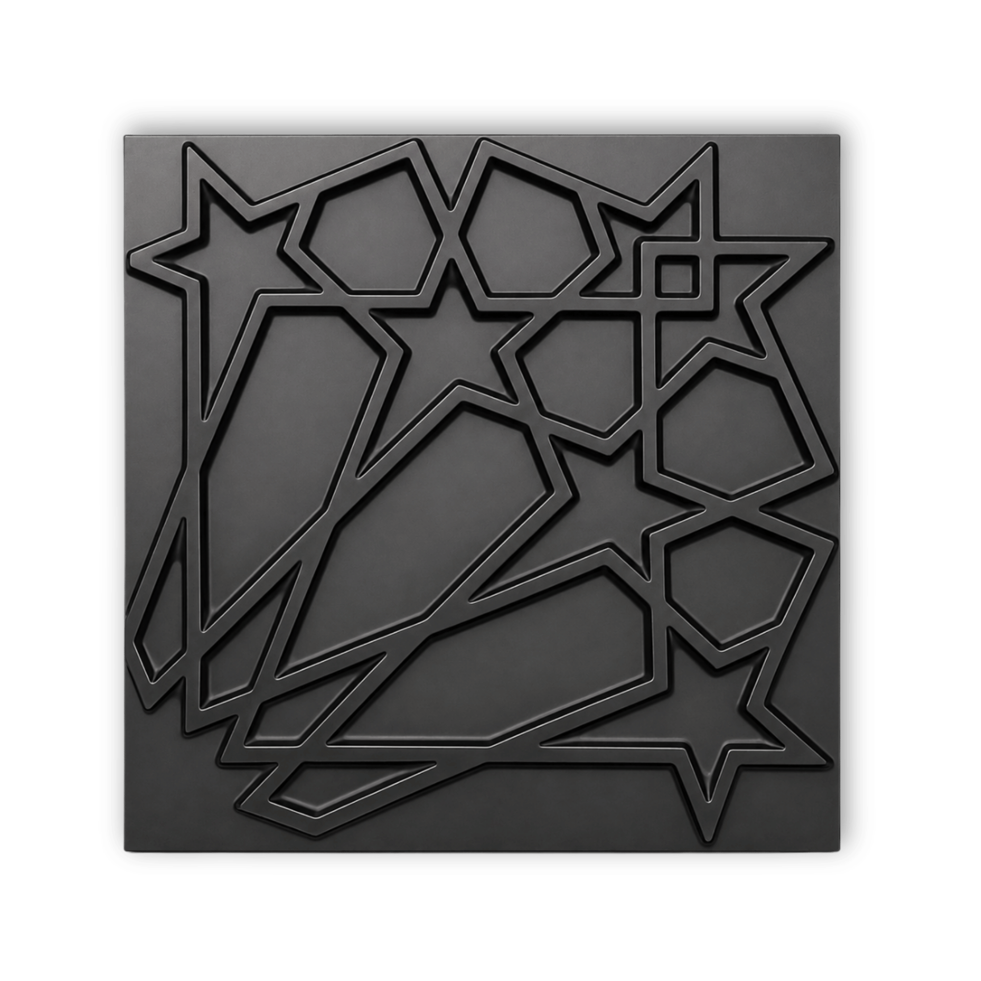 Panneau mural 3D noir mat avec motif étoiles filantes
