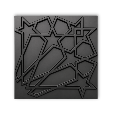Panneau mural 3D noir mat avec motif étoiles filantes