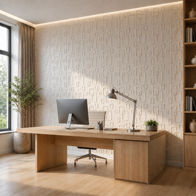 Panneau mural décoratif 3D blanc à motif rectangles arrondis